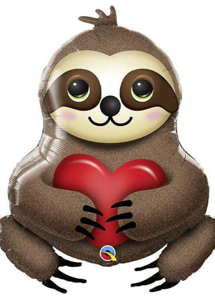39in Qualatex Adorable Sloth with Heart Balloon - Joker Party Supply