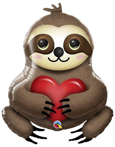 39in Qualatex Adorable Sloth with Heart Balloon - Joker Party Supply