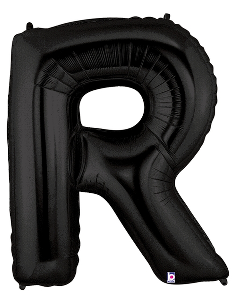 34in Betallic Black Letter R Megaloons - Joker Party Supply