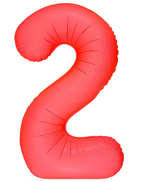 34in DecoChamp Neon Red Number 2 Balloon
