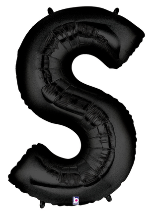 34in Betallic Black Letter S Megaloons - Joker Party Supply