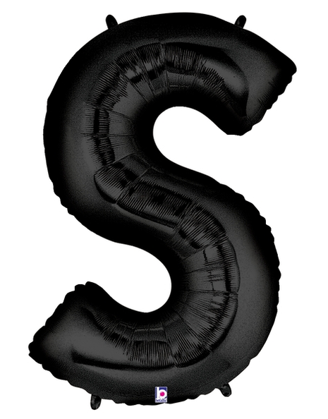 34in Betallic Black Letter S Megaloons - Joker Party Supply
