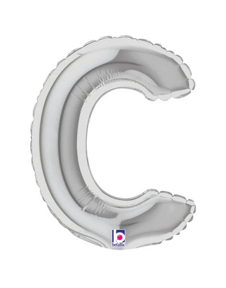 7in Betallic Air-Filled Silver Letter C Megaloons JR