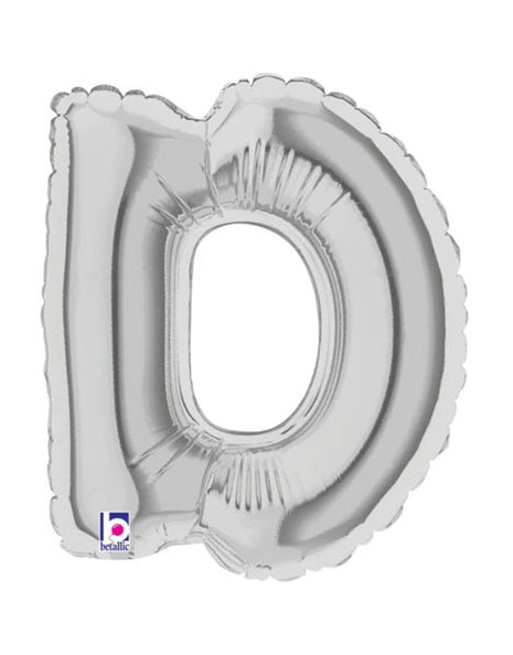 7in Betallic Air-Filled Silver Letter D Megaloons JR