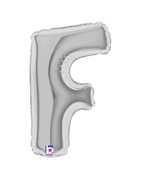 7in Betallic Air-Filled Silver Letter F Megaloons JR