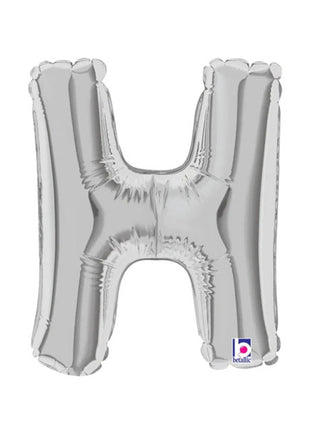 7in Betallic Air-Filled Silver Letter H Megaloons JR