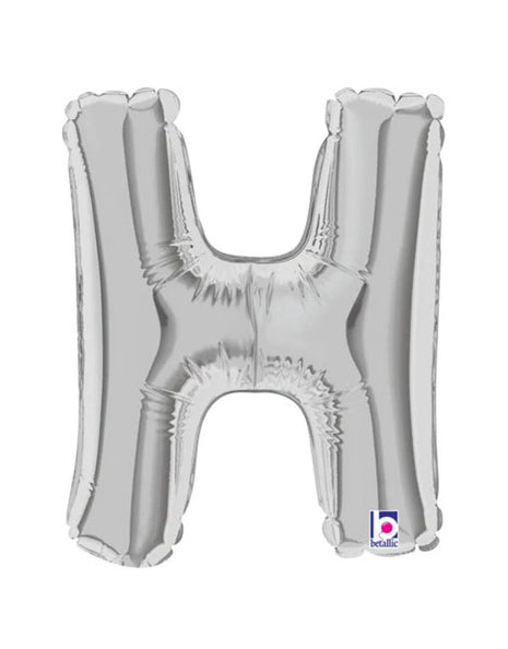 7in Betallic Air-Filled Silver Letter H Megaloons JR