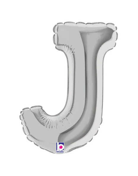 7in Betallic Air-Filled Silver Letter J Megaloons JR