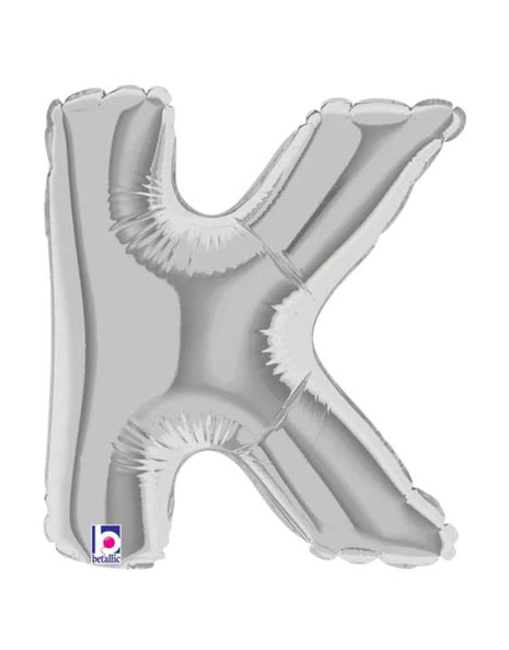7in Betallic Air-Filled Silver Letter K Megaloons JR