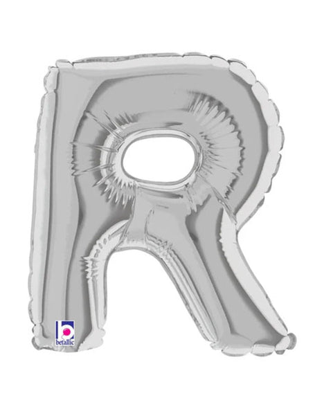 7in Betallic Air-Filled Silver Letter R Megaloons JR