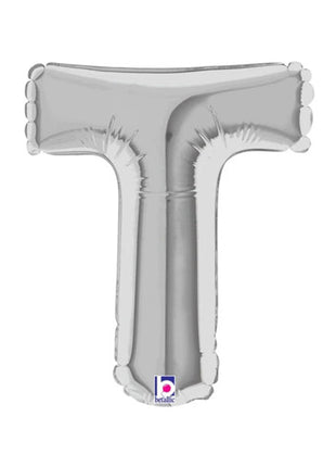 7in Betallic Air-Filled Silver Letter T Megaloons JR