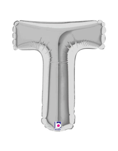 7in Betallic Air-Filled Silver Letter T Megaloons JR