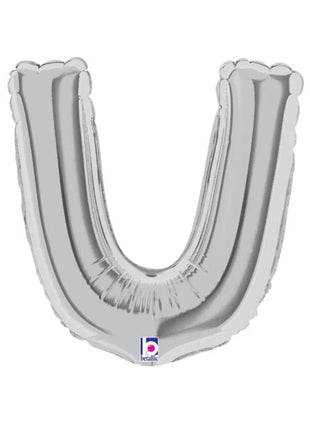7in Betallic Air-Filled Silver Letter U Megaloons JR