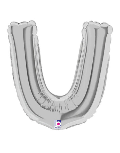 7in Betallic Air-Filled Silver Letter U Megaloons JR