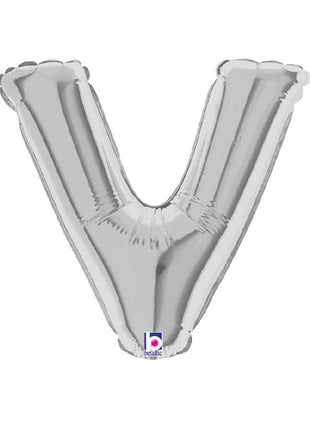7in Betallic Air-Filled Silver Letter V Megaloons JR