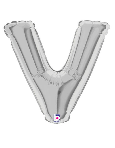 7in Betallic Air-Filled Silver Letter V Megaloons JR