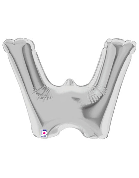 7in Betallic Air-Filled Silver Letter W Megaloons JR