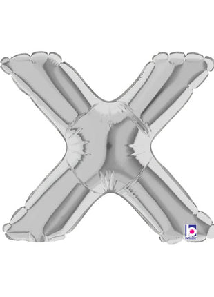 7in Betallic Air-Filled Silver Letter X Megaloons JR