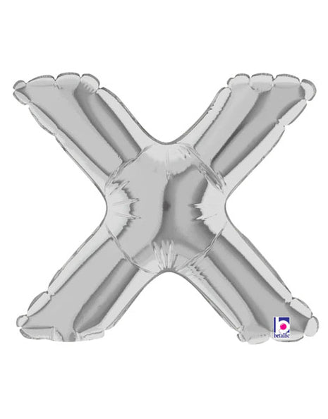 7in Betallic Air-Filled Silver Letter X Megaloons JR