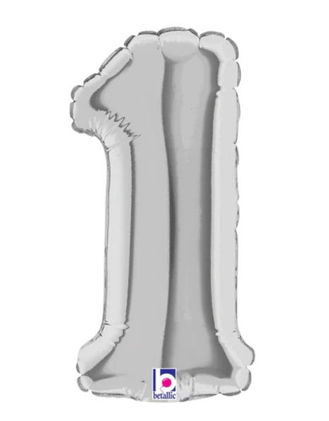 7in Betallic Air-Filled Silver Number 1 Balloon