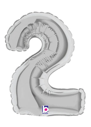 7in Betallic Air-Filled Silver Number 2 Balloon