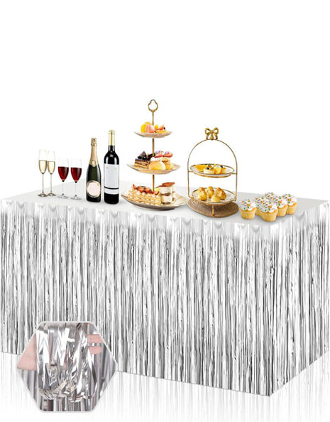 SoNice Metallic Silver Table Skirt 14ft