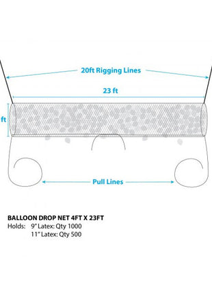 Silver Rainbow Boss1000 Balloon Drop Net 23ft x 4.5ft
