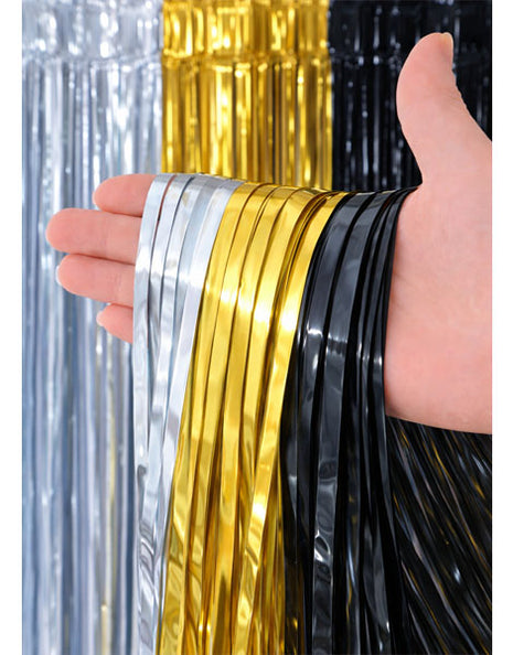SoNice Black, Gold & Silver Foil Curtain 8ft