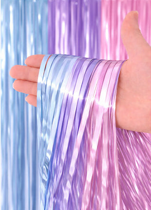 Cortina de aluminio SoNice en azul pastel, rosa y lavanda de 2,4 m