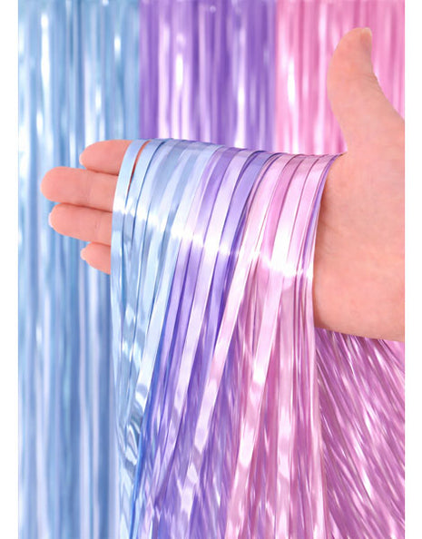 SoNice Pastel Blue, Pink & Lavender Foil Curtain 8ft