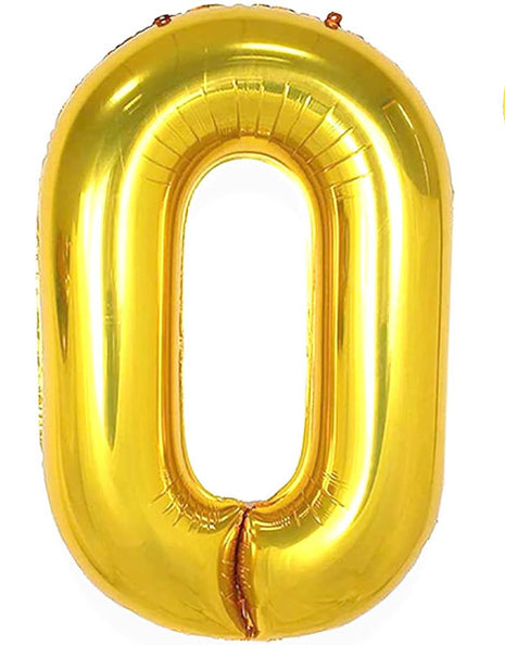 34in Trico Gold Number 0 Balloon - Joker Party Supply