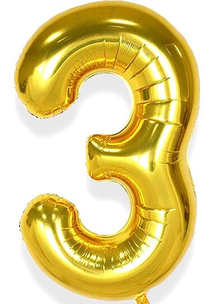 34in Trico Gold Number 3 Balloon - Joker Party Supply