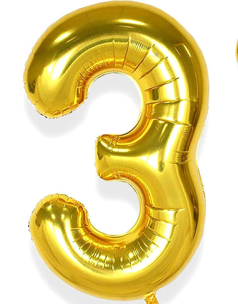 34in Trico Gold Number 3 Balloon - Joker Party Supply