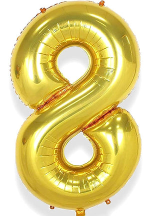 34in Trico Gold Number 8 Balloon - Joker Party Supply