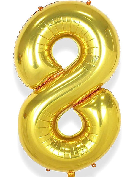 34in Trico Gold Number 8 Balloon - Joker Party Supply