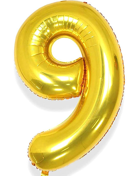 34in Trico Gold Number 9 Balloon - Joker Party Supply
