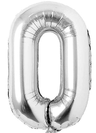34in Trico Silver Number 0 Balloon - Joker Party Supply