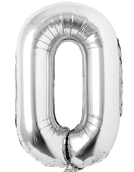 34in Trico Silver Number 0 Balloon - Joker Party Supply