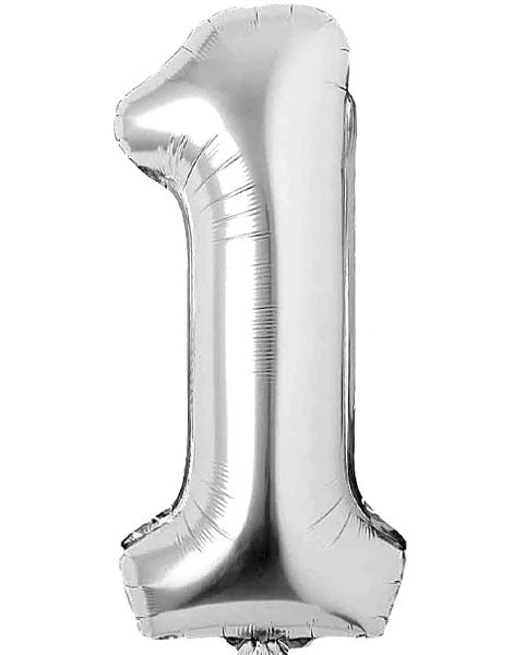34in Trico Silver Number 1 Balloon - Joker Party Supply