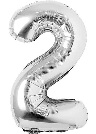 34in Trico Silver Number 2 Balloon - Joker Party Supply