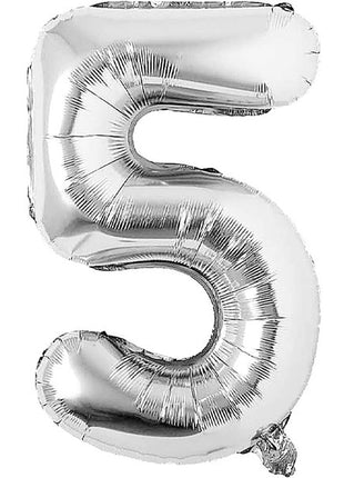 34in Trico Silver Number 5 Balloon - Joker Party Supply