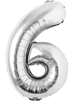 34in Trico Silver Number 6 Balloon - Joker Party Supply
