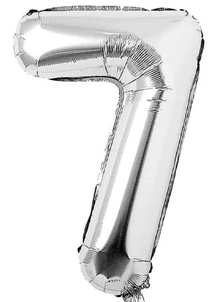 34in Trico Silver Number 7 Balloon - Joker Party Supply
