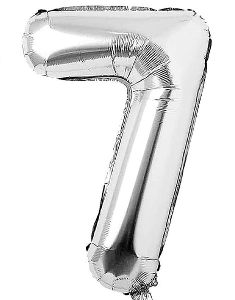 34in Trico Silver Number 7 Balloon - Joker Party Supply