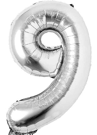 34in Trico Silver Number 9 Balloon - Joker Party Supply