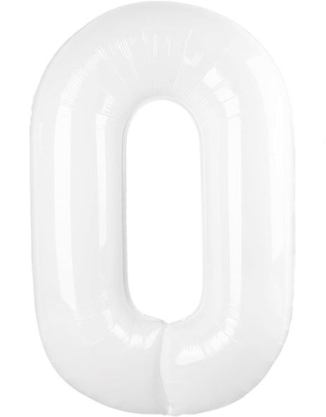 34in Trico White Number 0 Balloon - Joker Party Supply