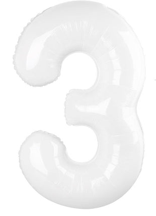34in Trico White Number 3 Balloon - Joker Party Supply