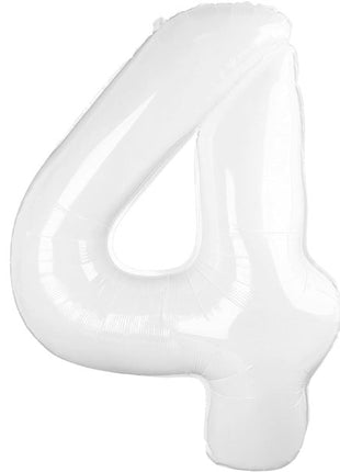 34in Trico White Number 4 Balloon - Joker Party Supply
