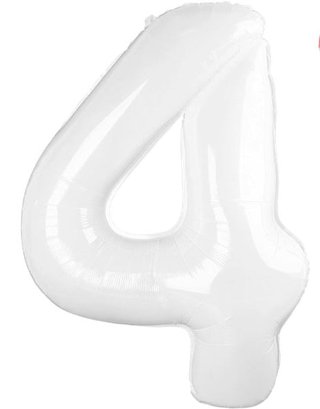 34in Trico White Number 4 Balloon - Joker Party Supply