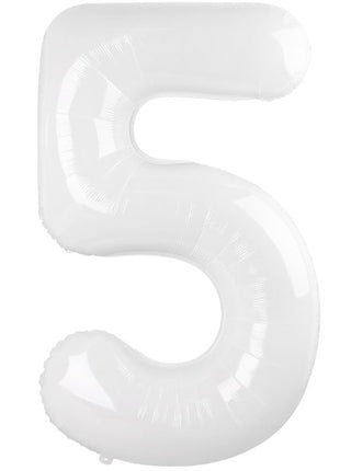 34in Trico White Number 5 Balloon - Joker Party Supply